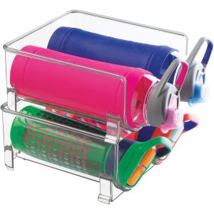 Support De Rangement Empilable En Plastique Pour 2 Bouteilles - Parfait Pour Les Gobelets - Lot De 2 - Transparent - Il N'y A Que Des Étagères À L'intérieur De L'emballage - Neuf