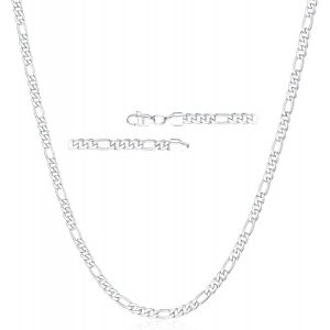 Trahoo-Collier Figaro En Argent Sterling 925 3 Mm 5 Mm Pour Homme, Robuste Qui Ne Se Décolore Pas - Cadeau Pour Homme - 16/18/20/22/24 Pouces - Neuf