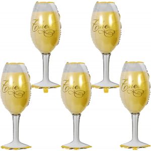 Sjzg-Décoration De Ballon Bouteilles De Vin, 5 Pièces Géant Ballon Bouteille De Champagne Ballon D'hélium En Verre De Vin Décoration De Bière Pour Mariage Décoration De Fête Anniversaire - Neuf