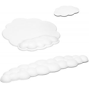 Repose Poignet Clavier, Repose Poignet Souris Mousse &agrave; m&eacute;moire, Tapis de Souris et Clavier Ergonomique pour Bureau, Maison, Jeux, avec sous-Verres, Ensemble de Trois pi&egrave;ces, Blanc - Neuf