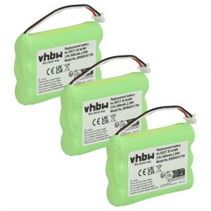 vhbw 3x Batterie remplacement pour Agfeo 23NO09TT30, 84743411, AH-AAA600F pour t&eacute;l&eacute;phone fixe sans fil (600mAh, 3,6V, NiMH) - Neuf