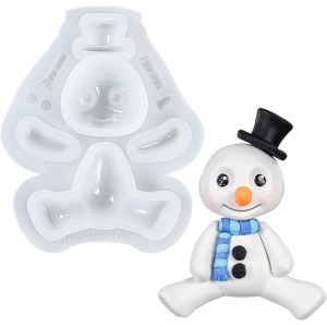 Moule En Silicone Bonhomme De Neige De No&euml;l Figurine De 10 Cm Pour Fondant G&acirc;teau, D&eacute;coration De Cupcake, D&eacute;coration De Cupcake, R&eacute;sine &Eacute;poxy Coul&eacute;e Polym&egrave;re Argile Craft - Neuf