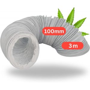 Tuyau d'évacuation 100 mm 3 m pour armoire de culture, armoire, tente, accessoire de culture pour Zelsius, Homepro, Mars, Hydro King High - Neuf