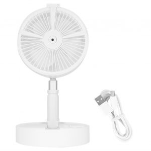 HJLIAN Ventilateur telescopique portable, rechargeable par USB, pliable, avec vaporisateur hydratant et veilleuse - Neuf
