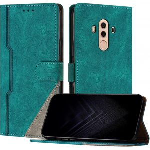 Sansh-Étui Pour Huawei Mate 10 Pro, Housse En Cuir Pu Avec [Protection Antichoc Tpu] [Fonction Support] [Porte-Cartes ] Antichoc Magnétique Coque Pour Huawei Mate 10 Pro - Vert - Neuf