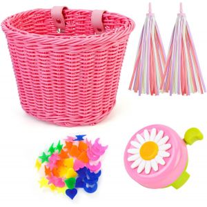 Ensemble De Panier De Vélo Pour Enfants,Cloche Et Banderoles De Vélo Pour Enfants,Accessoires De Décoration De Vélo D'équilibre,Panier De Vélo,Perles De Rayons De Roue Pour Filles.[O145] - Neuf