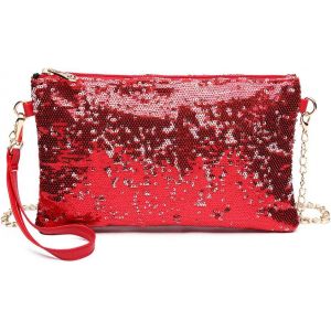 CAUC-Pochette Clutch Femme pour noel satin, Sac &agrave; Main de Soir&eacute;e en Paillettes Brillant,Sac Cadeau Chic Femme - Neuf