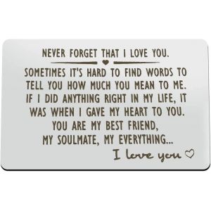 Carte D'Insertion De Portefeuille Gravée « Never Forget That I Love You » - Cadeau De Saint-Valentin,D'Anniversaire De Mariage,Carte Portefeuille Personnalisée Pour Femme,Petite Amie,Petit Ami, - Neuf