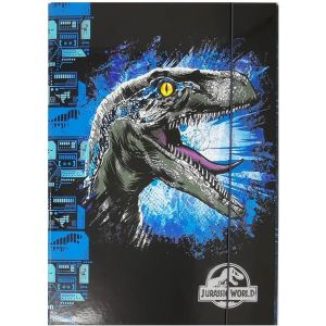 Loc-Bo&icirc;te De Collection Robuste Pour Enfant-Classeur Pour Cartable-Dossier Avec &Eacute;lastique Et Rabat Int&eacute;rieur Din A4-Pour Gar&ccedil;ons Et Filles(Dinosaure Jurassique) - Neuf