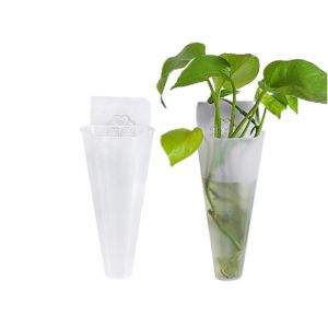 Pots hydroponiques muraux - Lot de 2 vases en plastique transparent - Neuf
