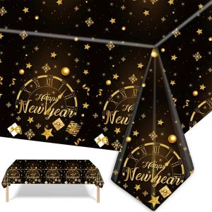 Eryi-Nouvel An Chinois Nappe, Noir & Or Nappe De Noël, Fan Linge De Table Rectangulaire Pour Salle À Manger Décor De Cuisine, 137 Cm X 274 Cm Table Rectangulaires En Plastique À Thème Asiatique - Neuf