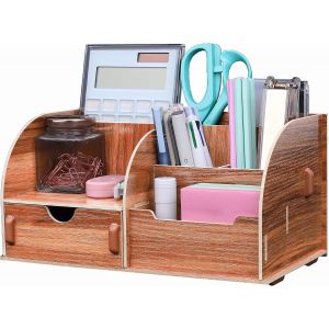 Organisateur De Bureau En Bois, Blocs-Notes, Documents Et De Cahiers En Papier, Rangement Stationnaire Bricolage Pour Le Bureau Et La Maison. Multifonctionnel 7 Compartiments - Neuf