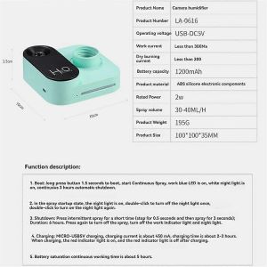 Mini caméra forme humidificateur USB portable grand volume de brume de bureau bouteille d'eau humidificateur pour bedr - Neuf