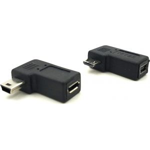 Adaptateur Combo Micro USB vers Mini USB - 90 Degr&eacute;s M&acirc;le/Femelle Convertisseur - Neuf