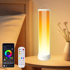 Subzonal-Lampe De Chevet Led Dimmable Rgbicww, Lampe Avec App Contr&ocirc;le Et T&eacute;l&eacute;commande, Minuteur, Modes Musique,16 Millions Couleurs, 2700-6500k, 3600mah Veilleuse Rechargeable Usb Pour Chambre Et Sa - Neuf