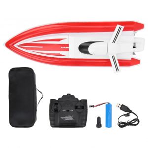 Bateau de course telecommande LSRC-B8, haute vitesse, avec double helice et batterie longue duree (rouge) - Neuf