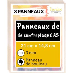3 X A5 Contreplaqué 3mm|148 X 210 X 3mm (+/- 2mm)|Planche Bois Brut Bouleau|Panneau Feuille Découpe Laser|Bois Pour Pyrogravure,Gravure,Cricut,Maquette - Neuf