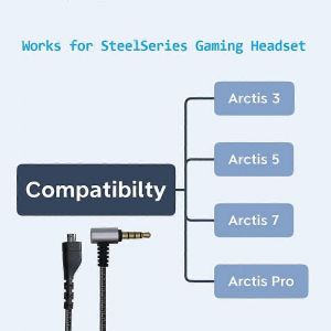 C&acirc;ble flexible pour casque de jeu st&eacute;r&eacute;o pour Steelseries Arctis 3/5/7 Pro - Neuf