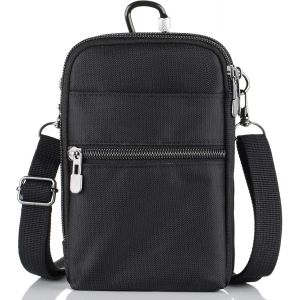 SJZG-Pochette Bandoulière Telephone Portable Homme, Sac De Ceinture Pour Smartphone, Sac À Bandoulière Portefeuille Sac Porté Épaule De Randonnée Voyage Sacoche Sac De Messager Téléphone Sac De Taill - Neuf