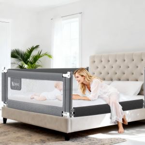 Barrière De Lit Portable Bébé, Barrière De Protection De Lit Pour Enfants, Grand Rails De Lit Pour Tout Petits Pour Matelas Jumeaux, Double, Pleine Grandeur Queen & King (Gris, 140cm, 1 Côté) - Neuf