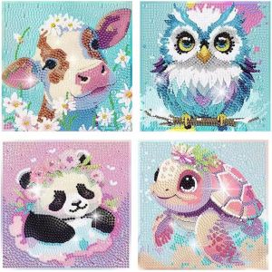 Ayuhr-Diamond Painting Enfant, 4 Kits Diy 5d Diamant Painting Animaux, Peinture Diamant, Diamond Painting Kit Complet Pour Enfant Bricolage Décoration Intérieur Murale La Maison 15x15cm - Neuf