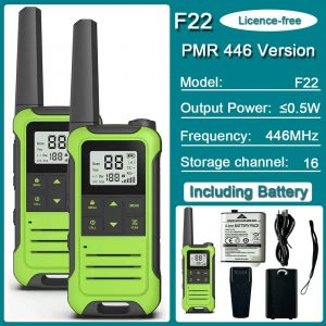 Baofeng &iquest; Mini talkie-walkie F22 PMR FRS, &eacute;tanche, type-c, sans licence, NOAA, Radio jambon bidirectionnelle Portable pour la chasse, 2 pi&egrave;ces G PMR Add BAT-GR - Neuf