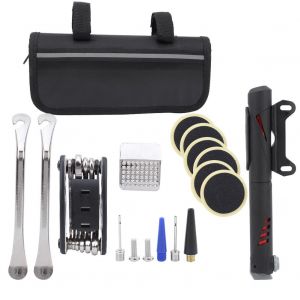 Kit D'outils De Reparation De Velo, Pompe A Velo En Alliage D'aluminium, Rustine Pour Pneu, Demonte-Pneu En Metal - Neuf