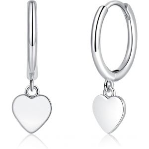 Kal-Boucles D'oreilles Créoles Pendantes Pour Femme En Argent Sterling 925 - Petites Créoles Rondes - Hypoallergéniques - En Forme De C?ur - Croix - Étoile - Boucles D'oreilles Pendantes - Avec - Neuf