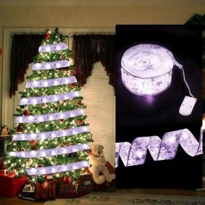 Argent Brillant Bande de Lumi&egrave;re, 2m, 20 Led, de No&euml;l Ruban, Arbre de No&euml;l, Ruban, Arbre de No&euml;l, Ruban, D&eacute;coration, BRICOLAGE, D&eacute;coration d'Arbre de No&euml;l Arc de Dentelle - Neuf