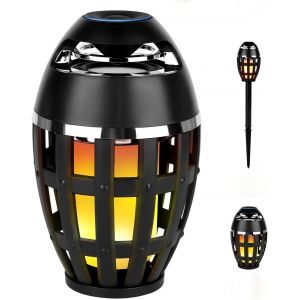 Enceinte D'Ext&eacute;rieur Bluetooth 5.0 Led Sans Fil Avec Piquet, Haut-Parleurs Blueteeth Portables Et &Eacute;tanches Avec Lampe D'Ambiance Pour Jardin, Terrasse, F&ecirc;te, Camping - Neuf