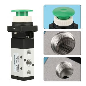 1 vanne mecanique pneumatique a 5 ports et 2 voies, commande manuelle, reglage manuel par bouton rond - Neuf