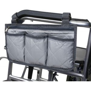 Sac pour fauteuil roulant, sacoche latérale pour accoudoirs avec bande réfléchissante pour déambulateur, scooter de mobilité, accessoires pour déambulateur, gris - Neuf