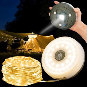 Jgd-Guirlande Lumineuse Pliable, 10 M Lampes De Camping D'extérieur, Étanches, Lanternes Led Portables 2000 Mah Avec 8 Modes, Rechargeables Par Usb, Pour Le Camping, Les Fêtes - Neuf
