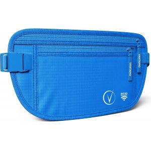 CAUC-Sac Banane Femme Ultra Fin avec Protection RFID, Antivol Banane Homme avec Sangle R&eacute;glable, Ceinture Course &agrave; Pied L&eacute;g&egrave;re pour Voyage et Sport, Pochette Secr&egrave;te pour Telephone et Passeport - Neuf