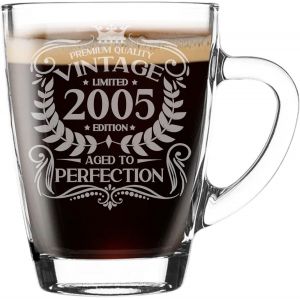 Eryi-Mug En Verre Gravé Vintage 2005 Pour Les Amateurs De Café, Tasse À Thé Pour Les 20 Ans, Tasse À Café Amusante 300 Ml, Cadeau Pour Homme Ou Femme - Neuf