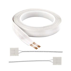Cable electrique plat 23 AWG, 2 connecteurs, 10 m, 2 conducteurs, fil de cuivre, audio, LED, support adhesif, rallonge d'alimentation - Neuf