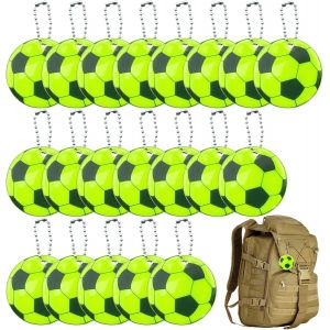 Acdsgd-Lot De 20 Pendentifs R&eacute;fl&eacute;chissants De S&eacute;curit&eacute;, Pendentifs R&eacute;fl&eacute;chissants De Football Avec Cha&icirc;nes, Porte-Cl&eacute;s R&eacute;fl&eacute;chissant De Nuit, Porte-Cl&eacute;s &Eacute;tanche R&eacute;fl&eacute;chissant Pour Sacs &Agrave; Dos, Course &Agrave; Pied, - Neuf