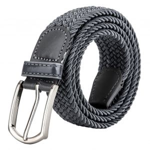 Ceinture Pour Hommes Avec Boucle Ardillon En Métal, Large Bande Anti-Casse, Couleur Unie, Coutures Fermes, Grande Résistance, Sangle De Taille, Ceinture Élastique Pour Pantalons Et Jeans Assortis-110 Cm Gris - Neuf