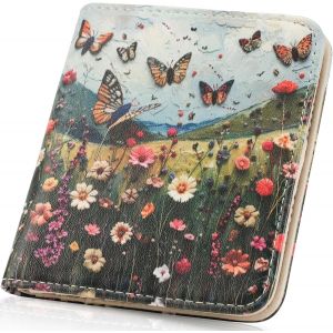 CAUC-Portefeuille pour femme en cuir avec blocage RFID - Portefeuille fin et compact &agrave; deux volets pour femme - Poche pour pi&egrave;ces de monnaie - Petit sac &agrave; main pour femme avec fen&ecirc;tre pour carte - Neuf