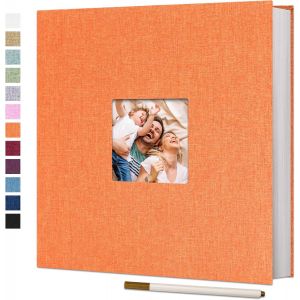 Grand Album Photo Adh&eacute;sif Scrapbooking 40 Pages Lin Reli&eacute; livre photo DIY Longueur 33 x Largeur 32 cm avec un Stylo M&eacute;tallique.[P73] - Neuf