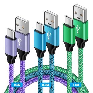 KALANKA-C&acirc;ble de charge USB C pour t&eacute;l&eacute;phone portable, 0,5 m + 0,9 m + 1,8 m, c&acirc;ble de charge rapide de type C pour Samsung Galaxy S25/S24 Ultra/S23 FE/S22/S21/S20/A12/A13/A14/A15/A16/A17/A22/A33/A34 - Neuf