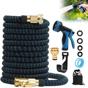 Tuyau d'Arrosage Extensible 15m, Tuyau d'Eau Flexible avec Pistolet d'Arrosage &agrave; 10 Mod&egrave;les d'Irrigation, Tuyau Magique Extensible, Tuyau Flexible et L&eacute;ger pour Irrigation, Nettoyage du Jardin - Neuf