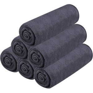 Letnerny-Lot De 6 Serviettes De Sport En Microfibre &Agrave; S&eacute;chage Rapide Ultra Absorbantes Pour Fitness, Voyage Et Camping, L&eacute;g&egrave;res, Compactes Et &Agrave; S&eacute;chage Rapide (Gris Fonc&eacute;) - Neuf