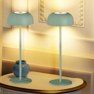 Led Lampe De Table Led Sans Fil Rechargeable Métal¿3 Couleur Lampe De Bureau Chevet Dimmable Contrôle Tactile, Ip54 Pour Patio,Terrasse,Café, Chambre Noir 2 Pièces - Neuf