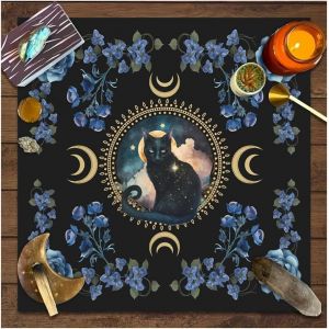 Sjzg-Nappe De Tarot Cartes De Tarot Nappe Lune Phases Fleurs Couverture Autel Spirituel Autel Tarot Tissu Sorcellerie Astrologie Nappe Carr&eacute;e Tapisserie Nappe C&eacute;leste Style 9 75 X 75 Cm - Neuf