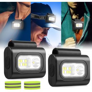 Nsiecd-Lumi&egrave;re De Course &Agrave; Clip 2 Pi&egrave;ces, Lampe Frontale Led Rechargeable Avec Lumi&egrave;re Cob 6 Modes D'&eacute;clairage &Eacute;tanche Avec Brassard R&eacute;fl&eacute;chissant Pour Course &Agrave; Pied Jogging Camping Randonn&eacute;e - Neuf