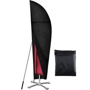 Toile Pour Parasol D&eacute;port&eacute; De 2,7 M &Agrave; 3,4 M, En Tissu Oxford 420d Ultra-R&eacute;sistant, Imperm&eacute;able Et Anti-Uv, Avec A&eacute;rations (265 X 40/70/50 Cm) - Noir - Neuf