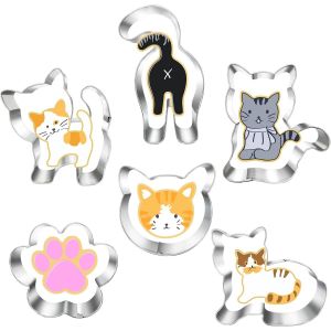 Lot De 6 Emporte-Pi&egrave;ces En Forme De Chat - Visage, Fesses, Pattes Et 3 Adorables Formes De Chat - Emporte-Pi&egrave;ces Pour F&ecirc;te Sur Le Th&egrave;me Du Chat - Neuf