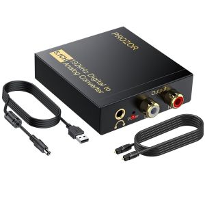 192khz Convertisseur Dac Audio Support 5.1ch Optical Vers Rca Convertisseur Avec Anneau Magnétique Cordon D'alimentation Adaptateur Optique Jack L/R Rca 3.5mm Pour Hdtv Blu-Ray Dvd Ps3 Ps4 - Neuf
