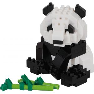 Kalanka-Bandai - Nanoblock - Panda Géant - Mini Figurine En Briques - Jeu De Construction - Kit Construction Figurines Animaux Panda Avec Bambou En Pixel - Nbc328 - Neuf
